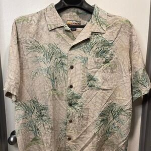 Havana Jacks Cafe Mens Short Sleeve Button Down Shirt Size XL 100% Silk